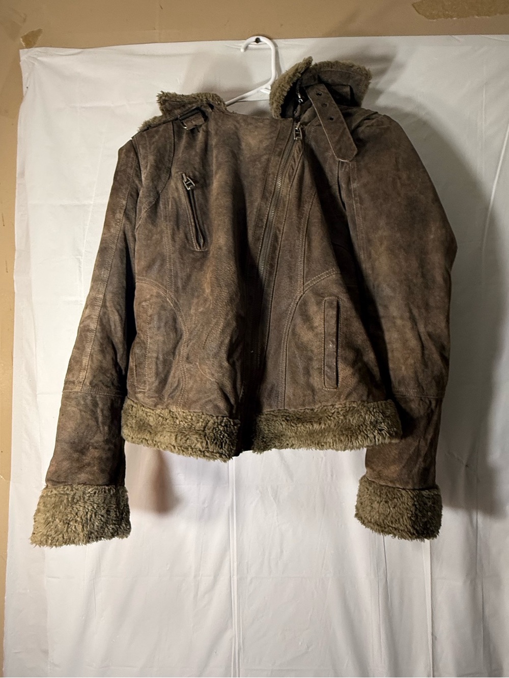 ONLY True Collection Y2K Brown Shearling Aviator Jacket Women’s size Large